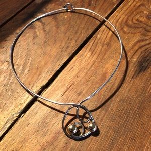 Sterling silver and gold wire necklace